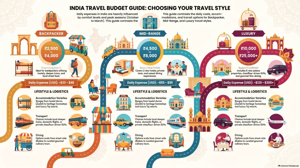 Breakdown of India Travel Budgets by Travel Style